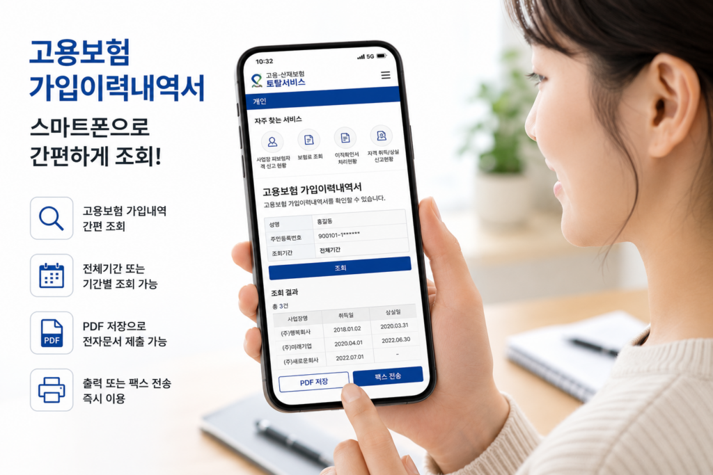 고용보험 가입이력 모바일 확인