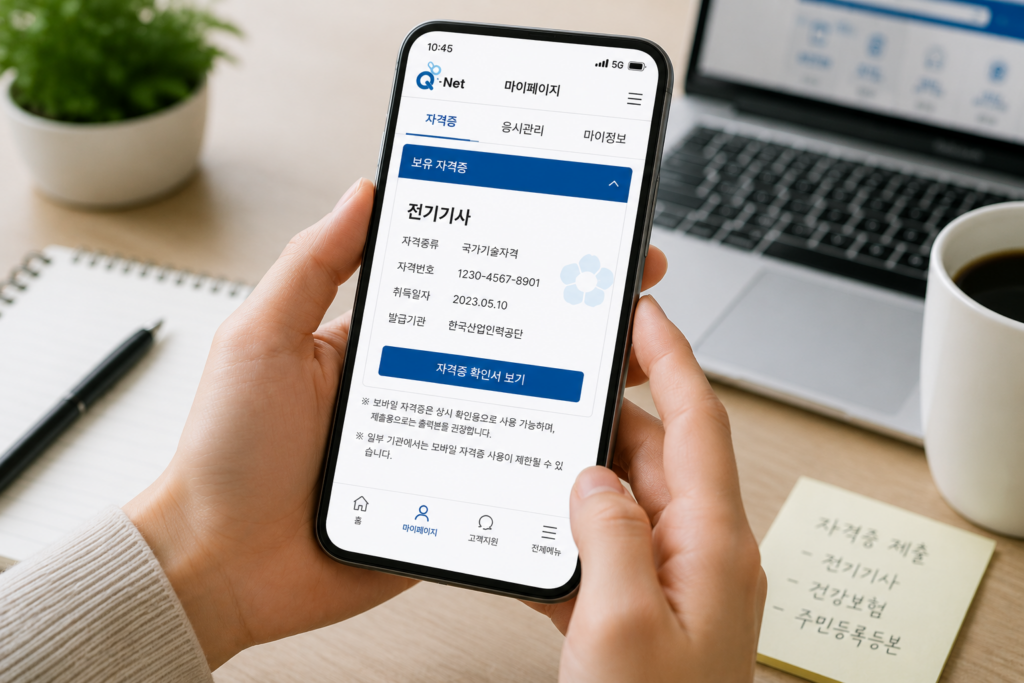 국가기술자격증 스마트폰으로 확인