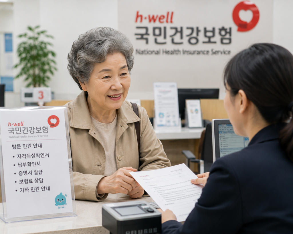 국민건강보험공단 방문 하는 시니어