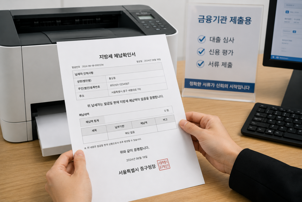 지방세 체납확인 금융기관 제출용
