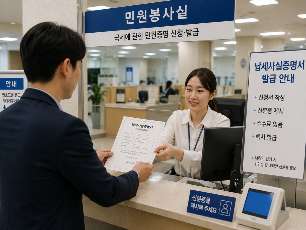 납세사실증명서 발급 방법 세무서 방문 발급 모습