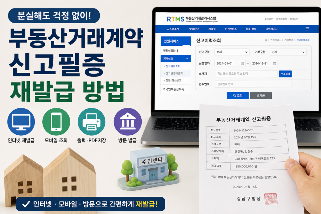 부동산거래계약 신고필증 재발급 방법