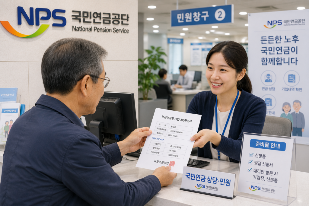연금산정용 가입내역확인서 발급 방법 국민연금공단 지사 방문