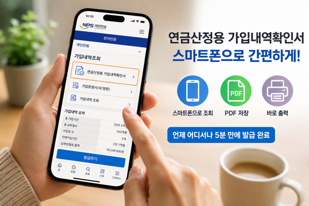 연금산정용 가입내역확인서 발급 방법 스마트폰으로 가입내역을 조회