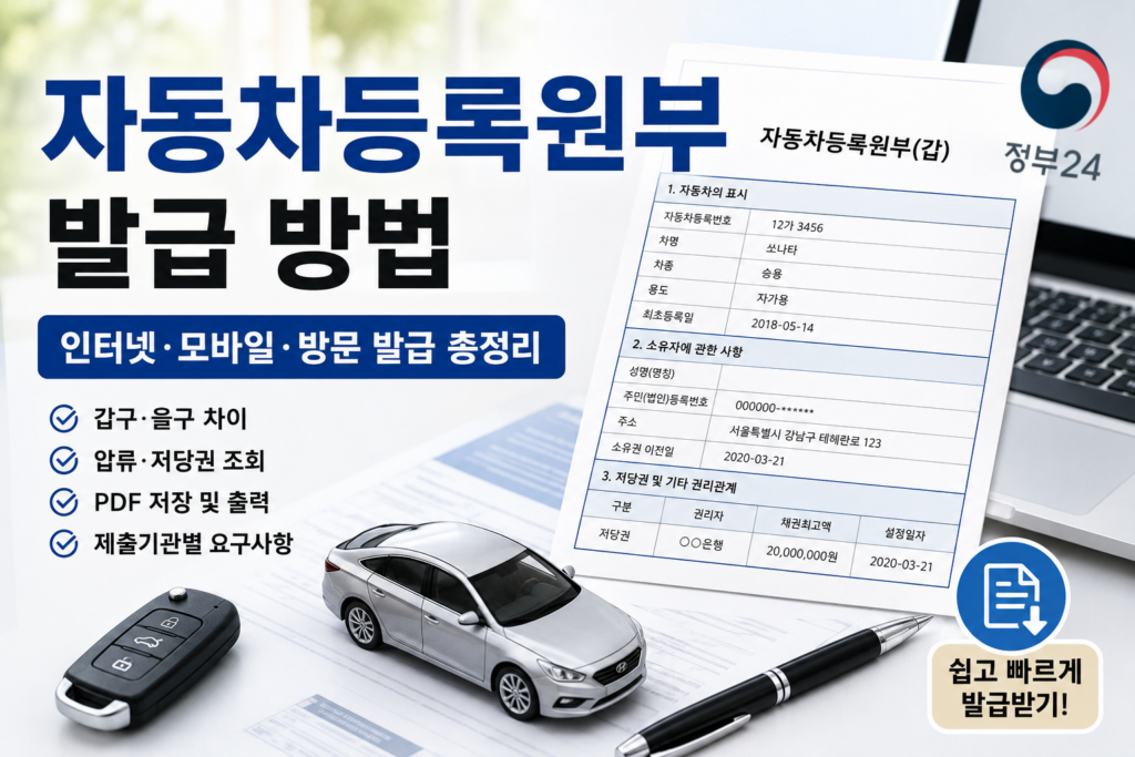 자동차 등록원부 발급 방법 | 인터넷 발급·열람·출력 총정리