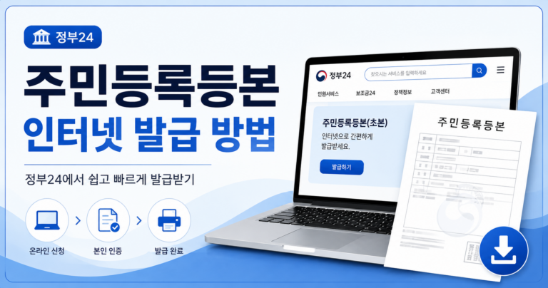 주민등록등본 인터넷 발급 방법 정부24 온라인 신청 화면