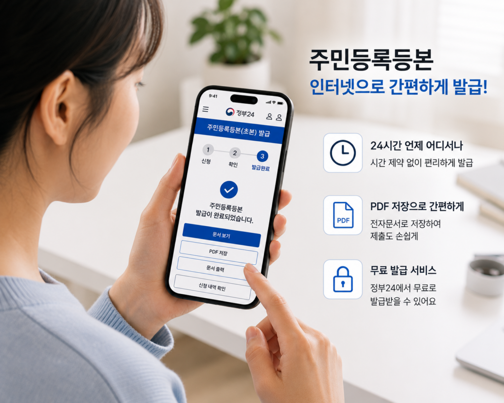 휴대폰으로 정부24주민등록등본 발급