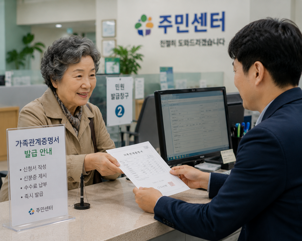 주민센터에서 가족관계증명서 발급신청받기