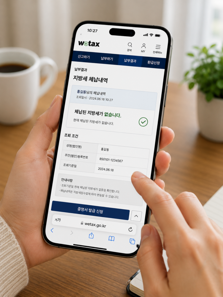 지방세체납 스마트폰 확인