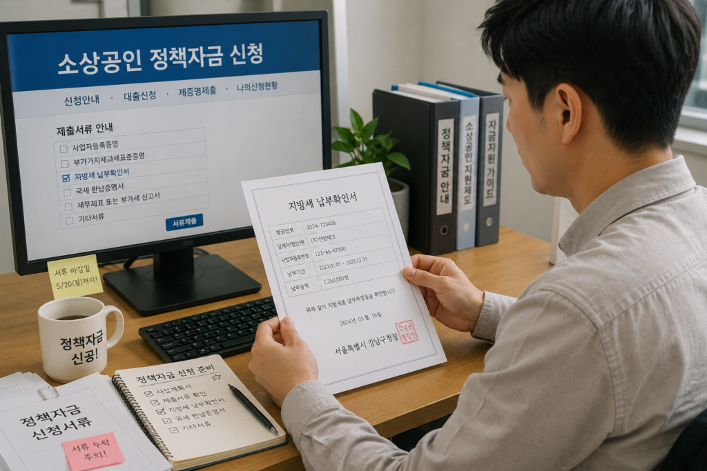 소상공인정책자금신청 지방세납부확인서발급