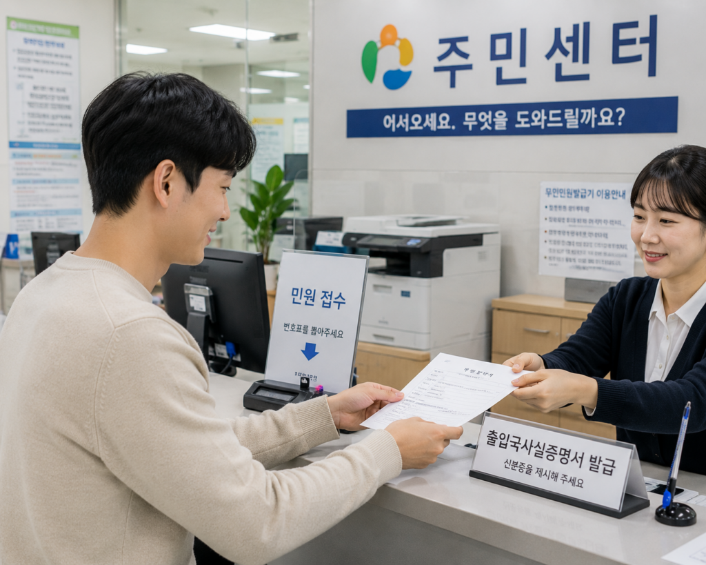 출입국사실증명서 주민센터 방문 발급 방법
