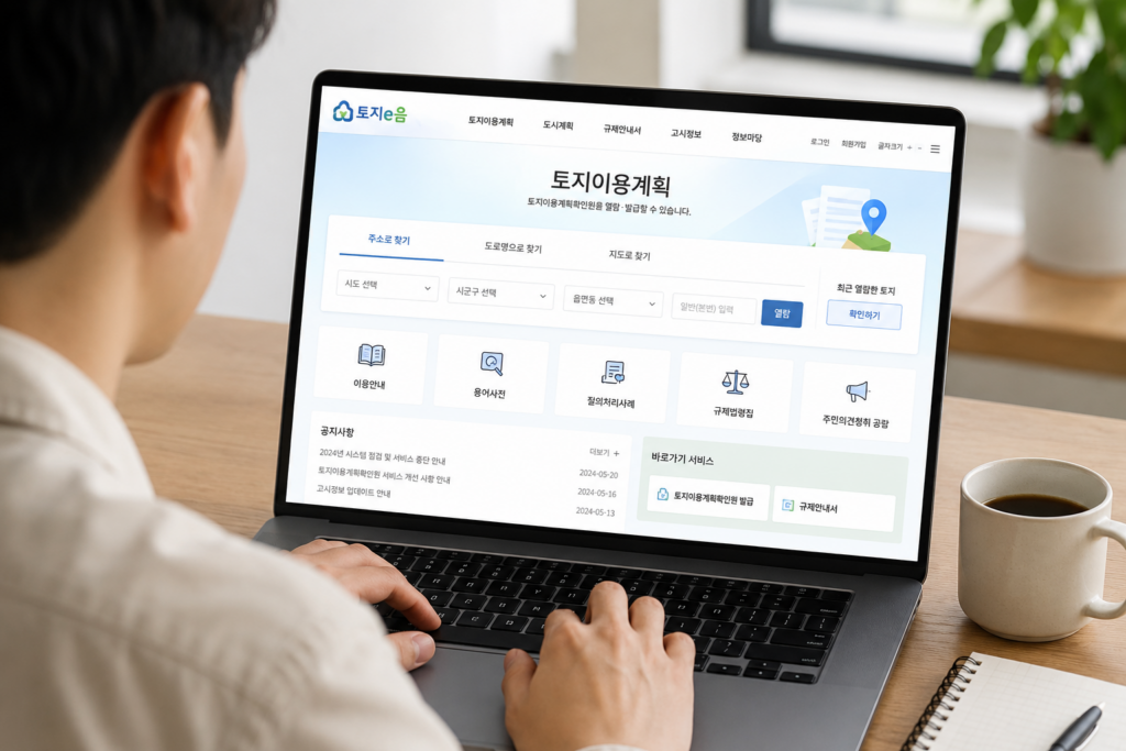 토지이용계획확인원 발급 방법 토지이음을 이용하는 모습