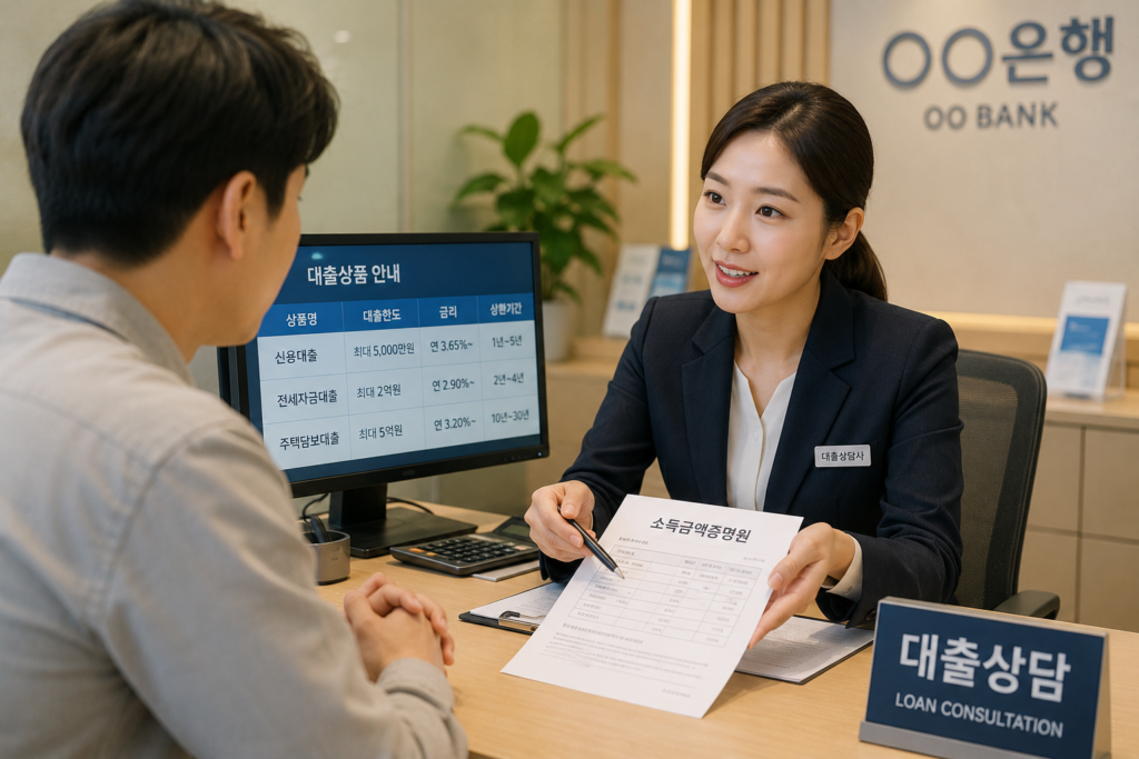대출 심사에서 소득금액증명원이 활용 하는 장면