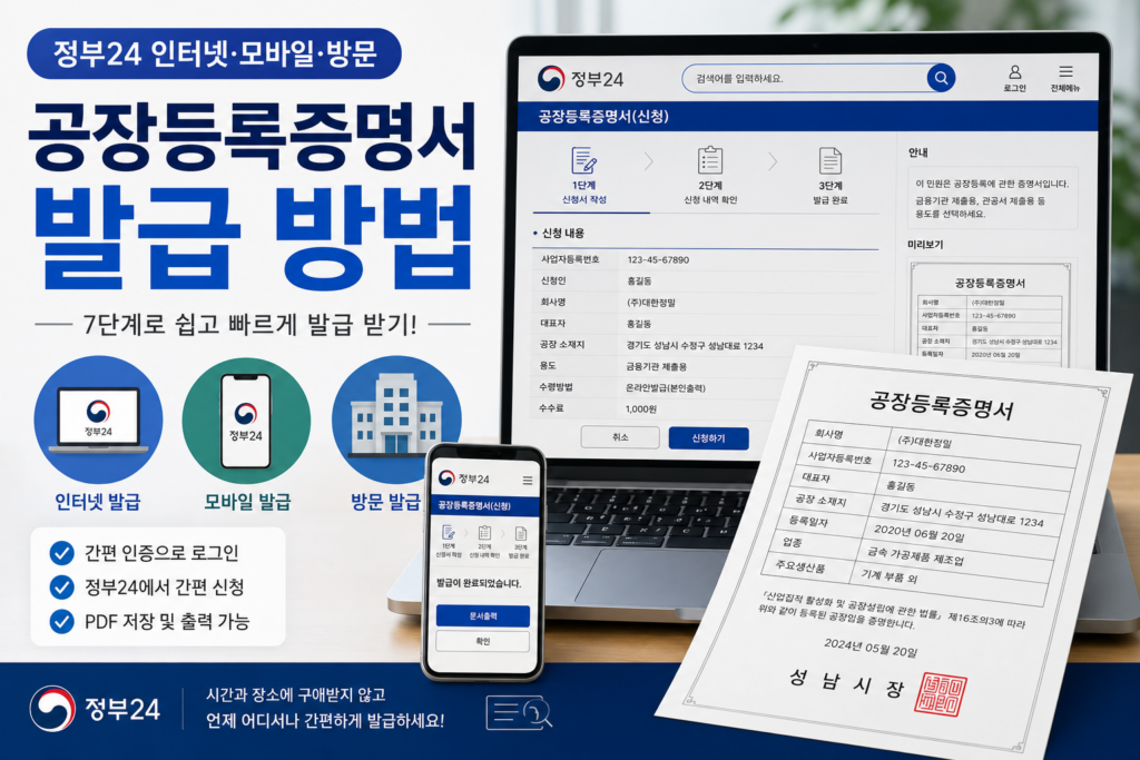공장등록증명서 발급방법