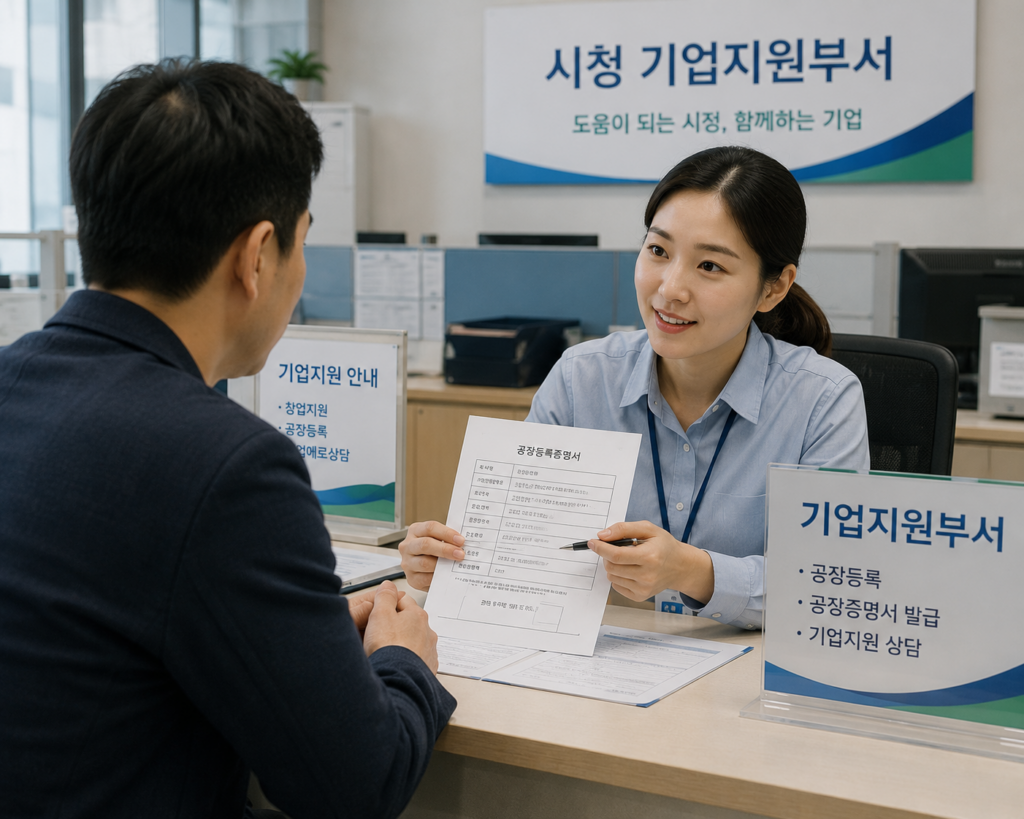공장등록증명서 시업지원부서 상담
