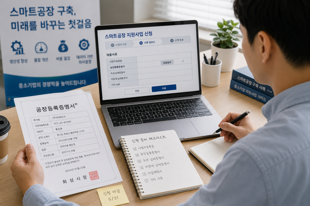 스마트공장 지원사업 신청 과정에서 공장등록증명서 준비