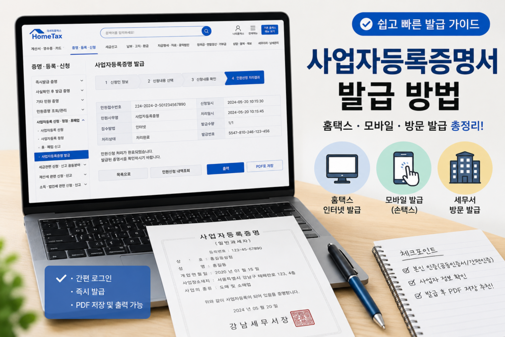 사업자등록증명서 발급방법