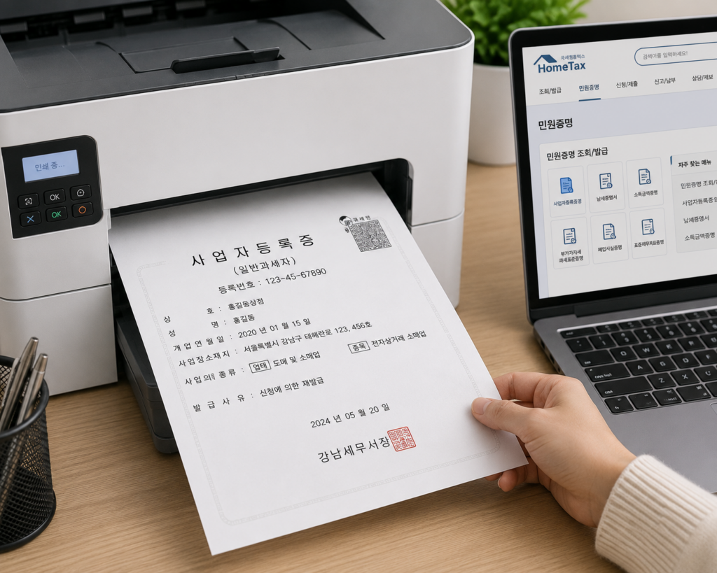 사업자등록증 출력