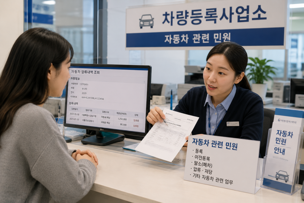 자동차 압류 차량등록사업소 상담
