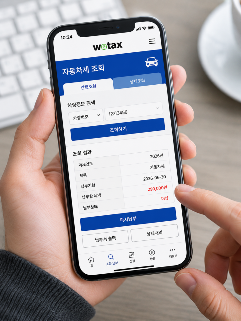 자동차세 조회 스마트폰 확인