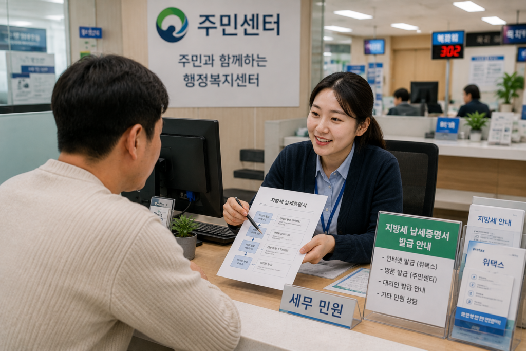 지방세납세증명서 주민센터 상담