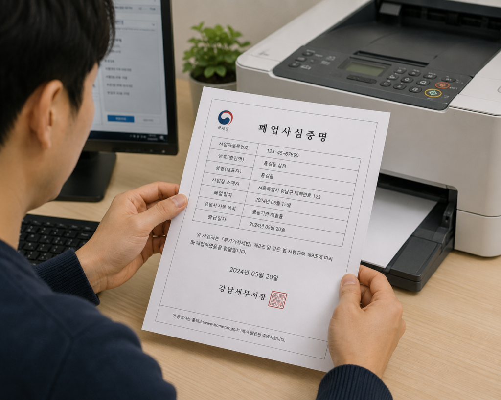 폐업사실증명 출력