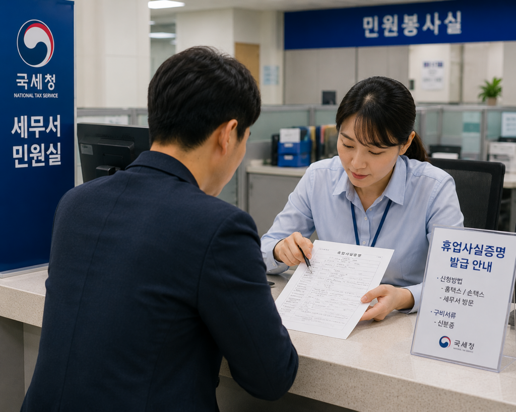 휴업사실증명 발급 세무서 상담