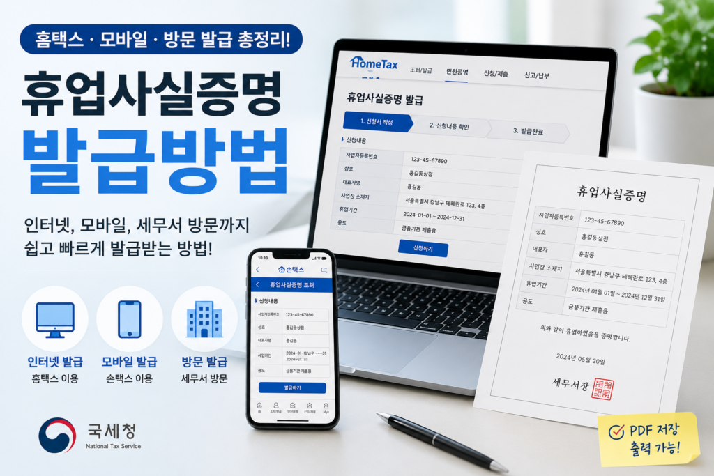 휴업사실증명 발급